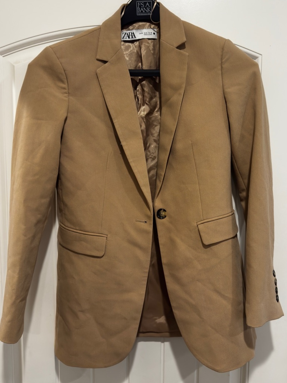 Zara womens Camel Single-Breasted Blazer